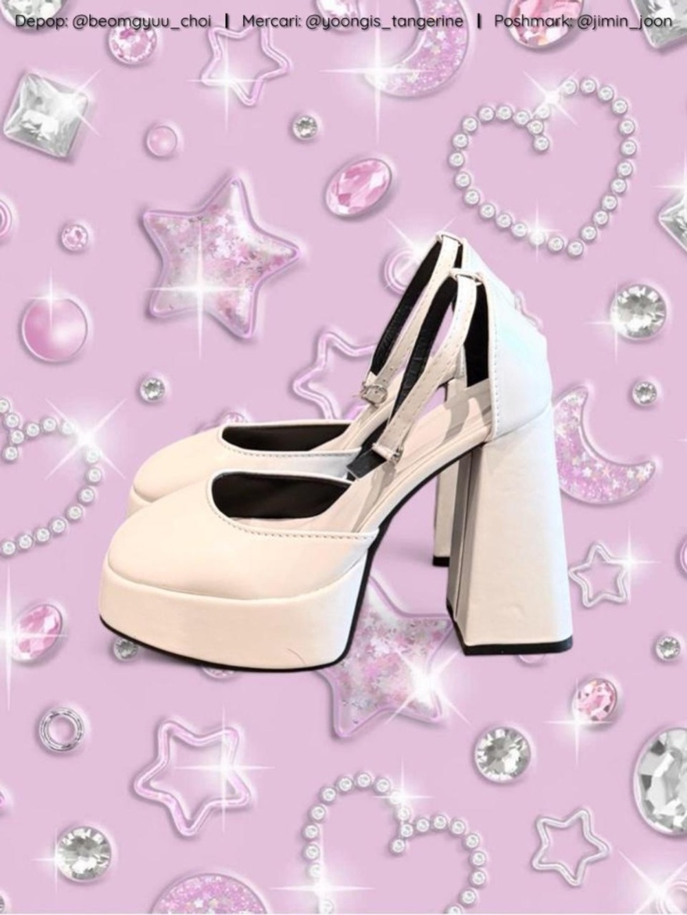 Cream faux leather platform heels